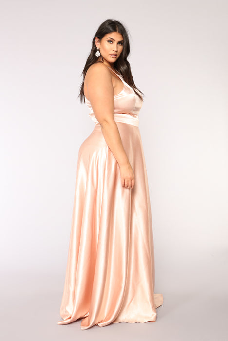 Fascinating Satin Dress - Rose Gold ...